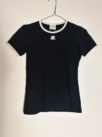 T short manches courtes courrèges noir blanc