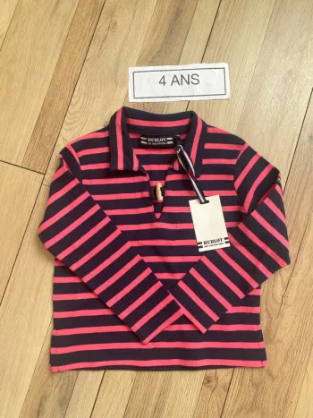 Marinière polo rose bleu