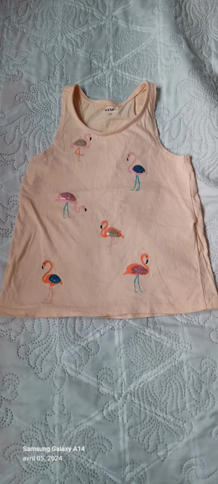 Débardeur motif flamands roses avec sequins fille 8 ans kiabi