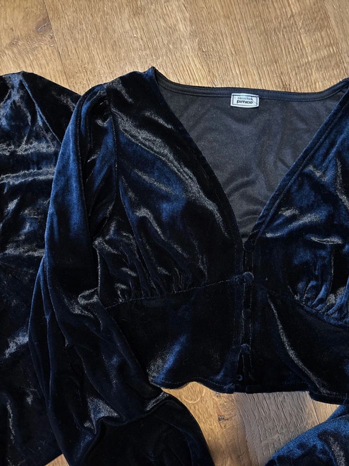 Lot 2 hauts en velours noir taille xs - photo numéro 2