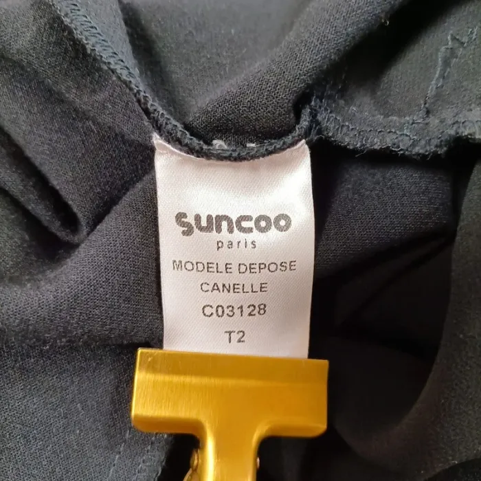 Robe noire fluide léopard ton sur ton Suncoo Paris taille T2 (M) A1082 - photo numéro 9