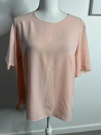Blouse à manches courtes fluide rose poudrée T42 XL