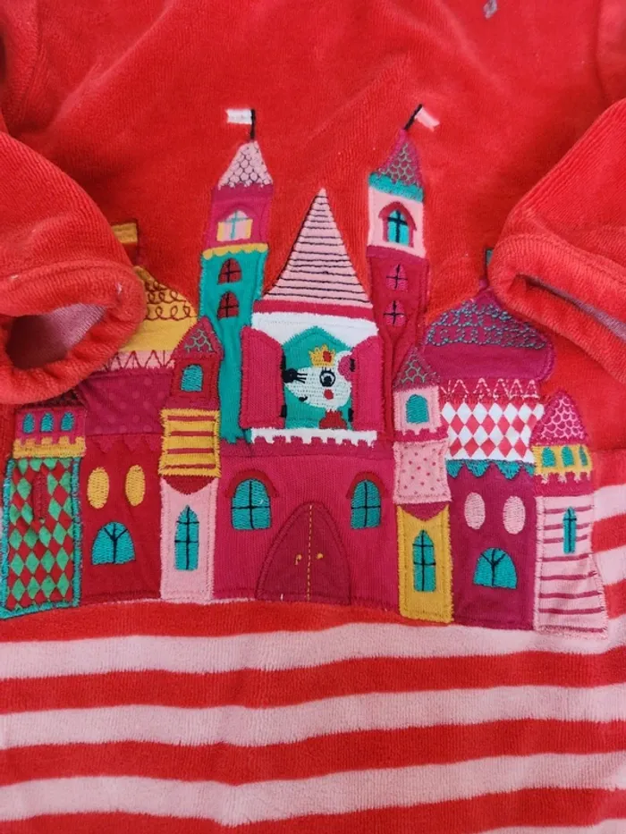 Beau pyjama en velours coloré rayé bébé garçon ou fille automne hiver DPAM 9 mois - photo numéro 2
