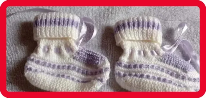 Chausson layette  blanc parme  Taille  0 /  3  mois - photo numéro 2