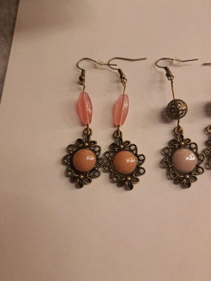 Lot de boucles d'oreilles pendante multicolore bronze - photo numéro 4