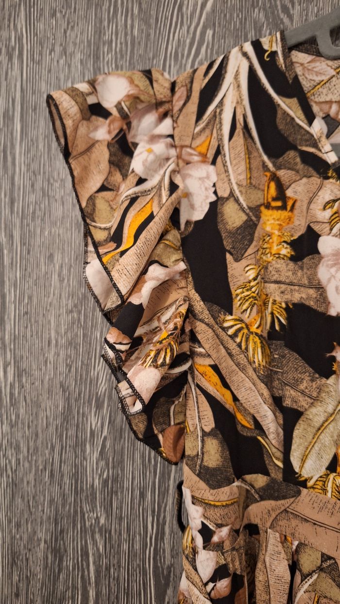 Robe longue manches courtes froufrou imprimé fleuri - photo numéro 3