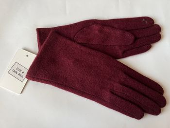 Gants tactiles bordeaux en laine taille M