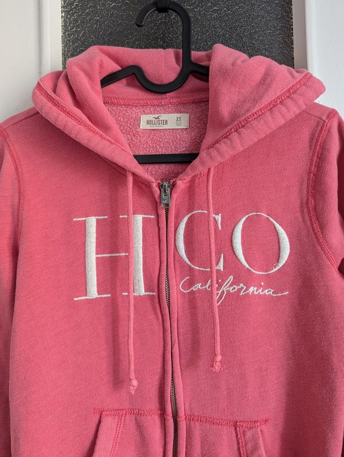 Sweat à capuche rose zippé Hollister taille s - photo numéro 2
