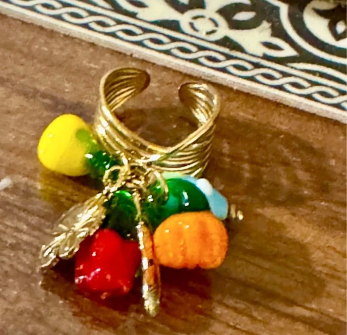 Bague large réglable fruits et légumes en verres en breloques habaha Paris - photo numéro 4