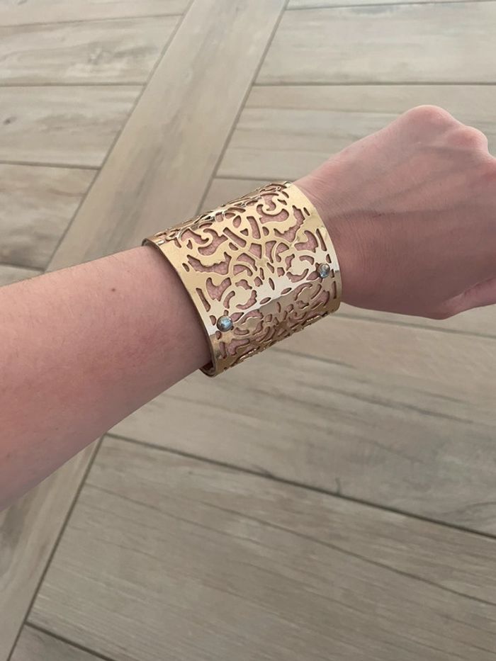 Bracelet manchette doré et rose