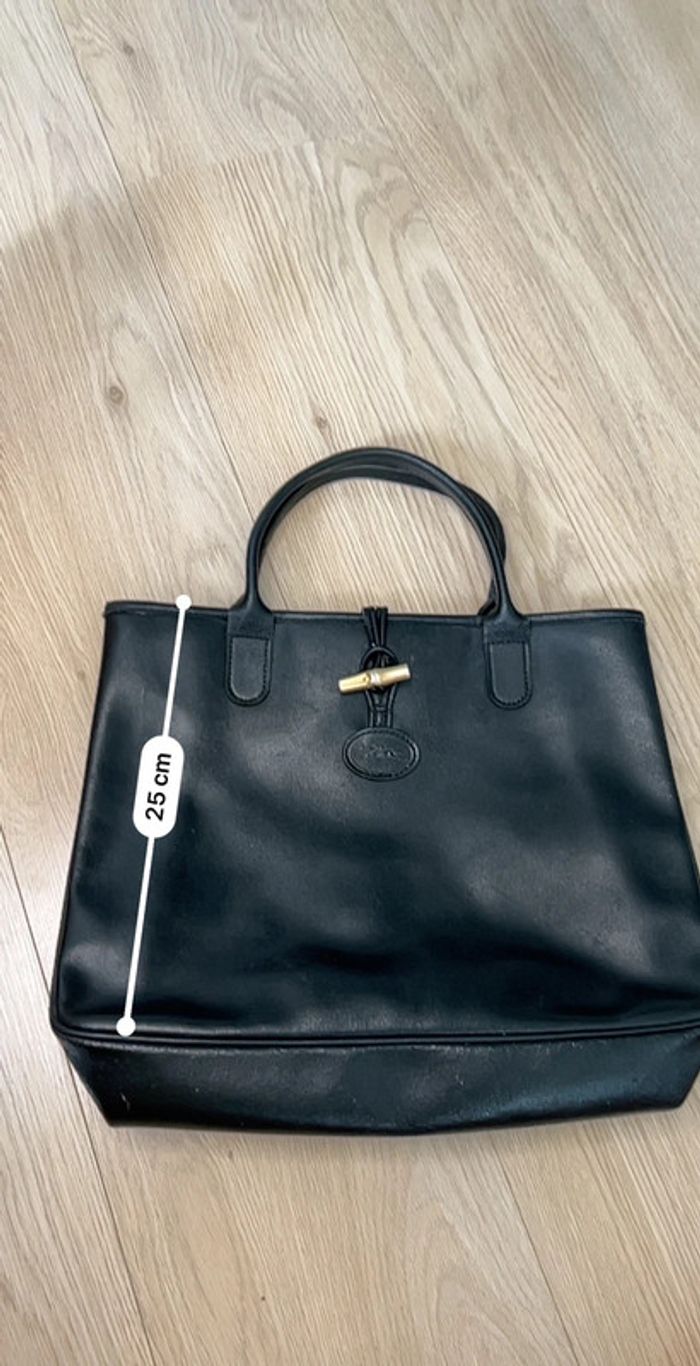 Sac à main Longchamp vintage en cuir noir - photo numéro 4
