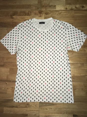 T-shirt blanc motifs tête de mort Zara nickel M