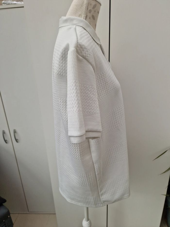 Polo T-Shirt Blanc A Reliefs Gaufré - photo numéro 7