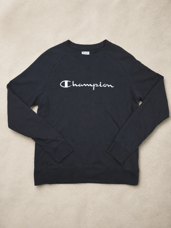Sweat Champion noir brodé taille S crewneck logo script