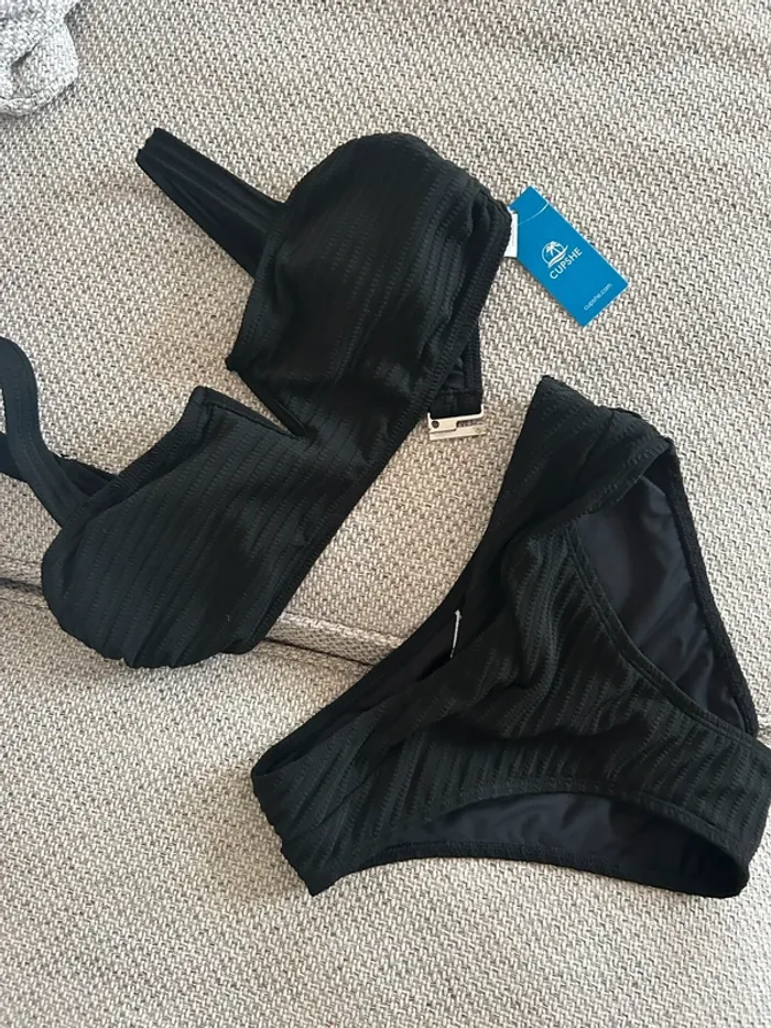 Bikini maillot de bain 2 pièces noir CUPSHE
