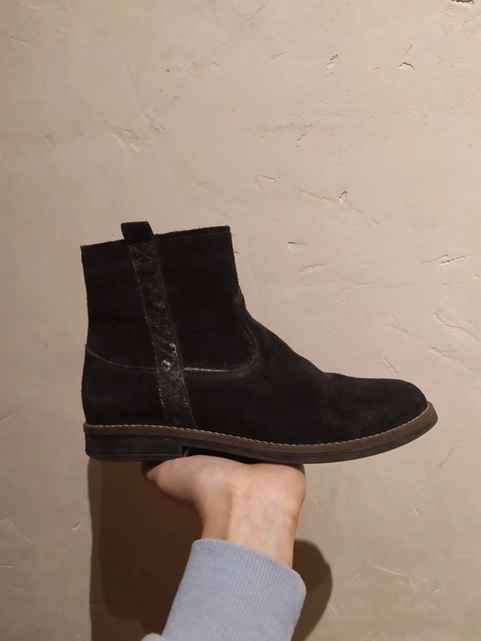 Bottines noires cuir fille 33 La Halle - photo numéro 3