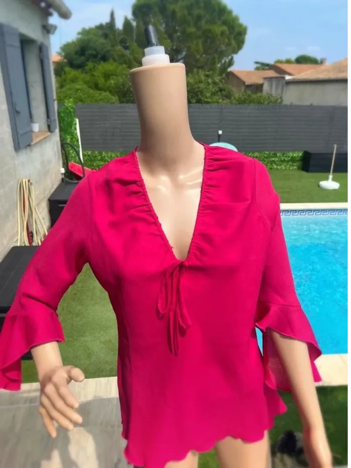 Sublime blouse rose chic – femme – taille 40 – neuve style vintage