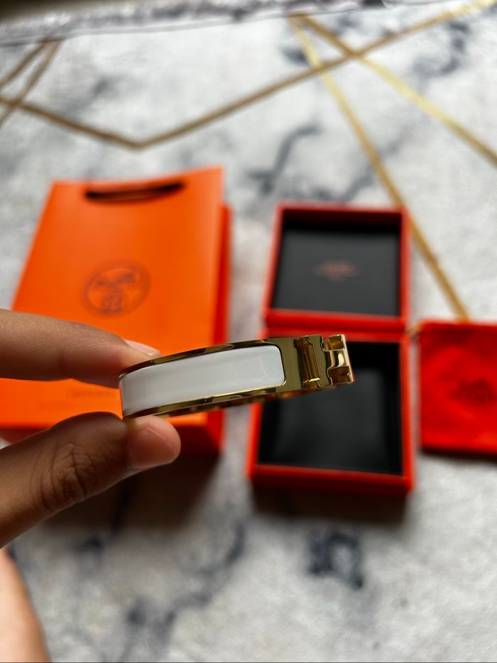Bracelet Hermès « Clic H » Blanc • Taille 17 - photo numéro 5