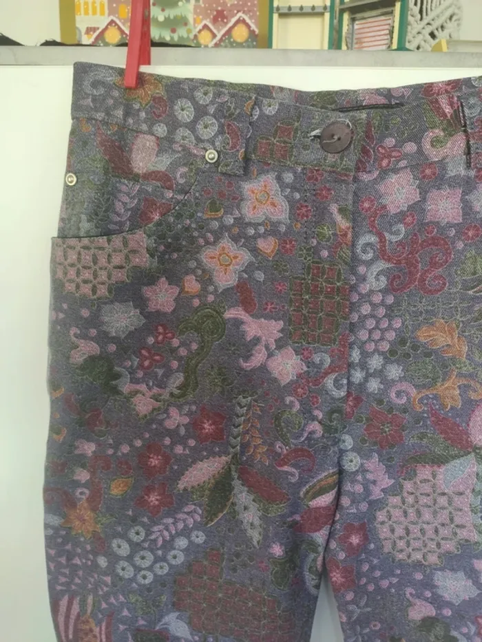 Jean imprimé fleuri violet 40 - photo numéro 4