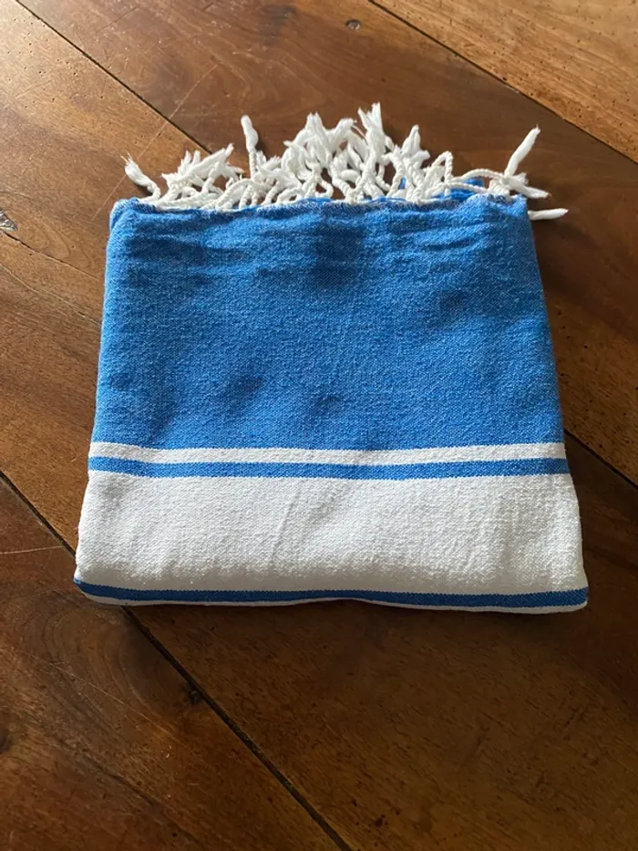 Fouta de plage Foutazur bleue