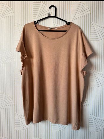 Haut à volants marron - camaïeu - taille XL - très bon état