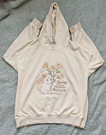 Hoodie beige crème "Daisy Rabbit" - Style Y2K/Kawaii - Taille L