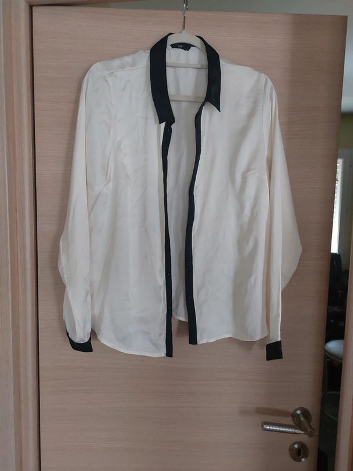 Chemise bicolore satiné noire creme