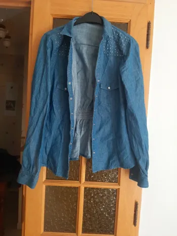 Chemise jean coton fantaisie bleue