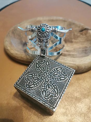 Bracelet manchette style country cowboy taureau