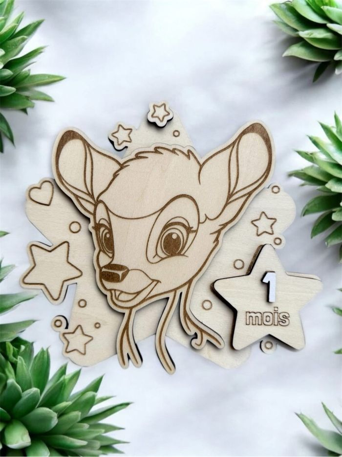 Cartes étape en bois bambi