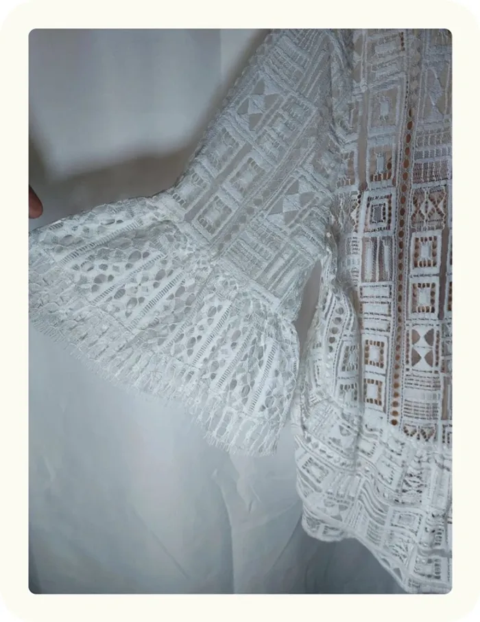 Haut blouse dentelle blanche femme BCBG Maxazria - photo numéro 3