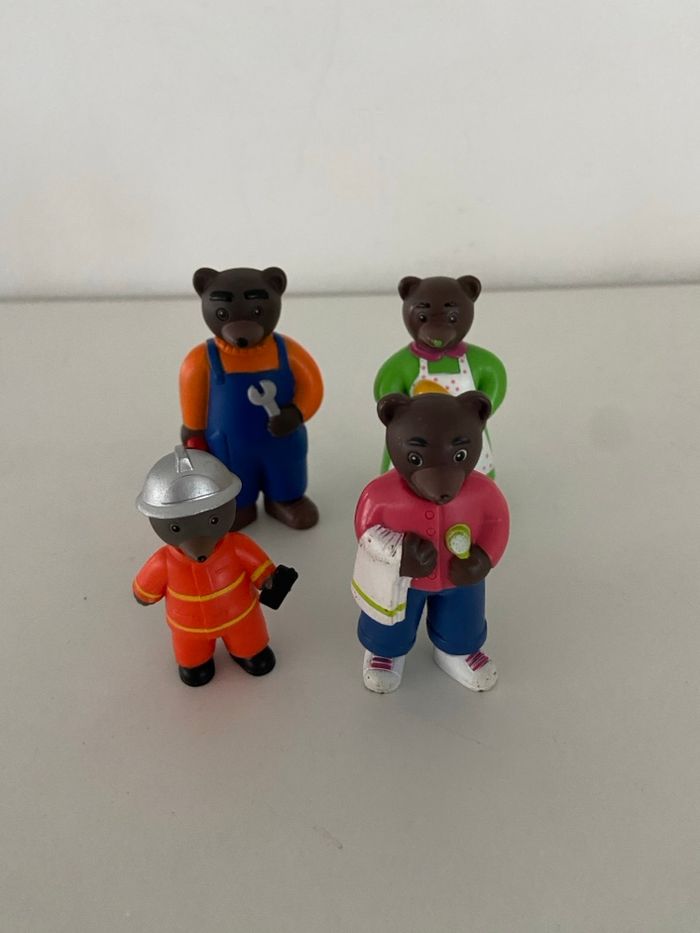 Lot de 4 Figurines PETIT OURS BRUN – Métiers – Daniele Bour – Années 2000
