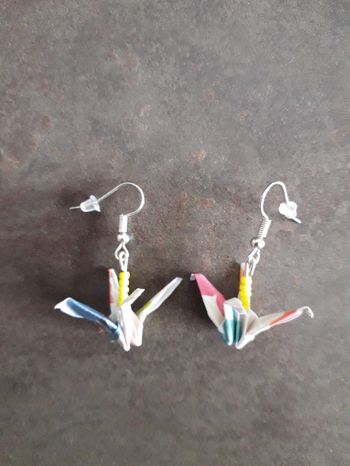 Boucles d'oreilles origami grues handmade