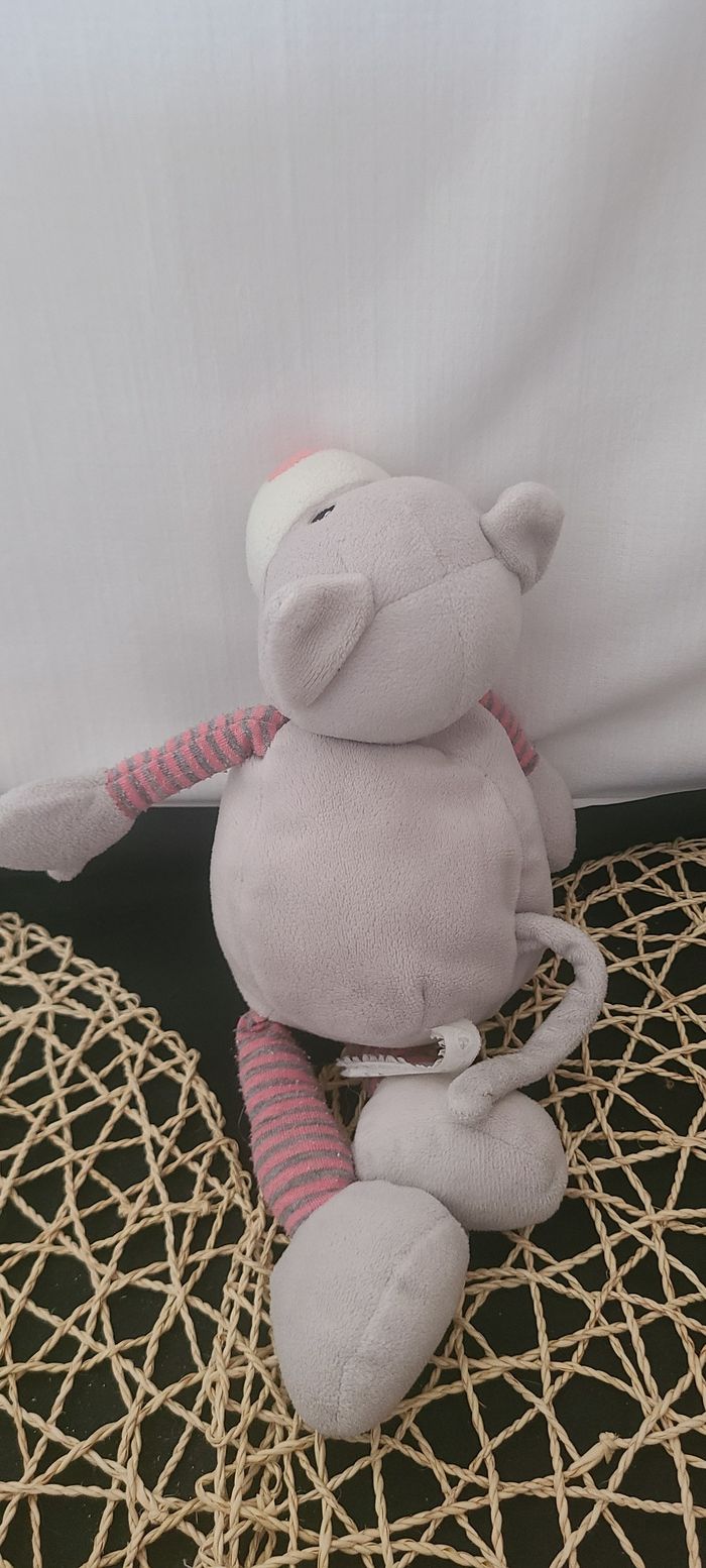 Doudou chat gris rose rayé CMI - photo numéro 2