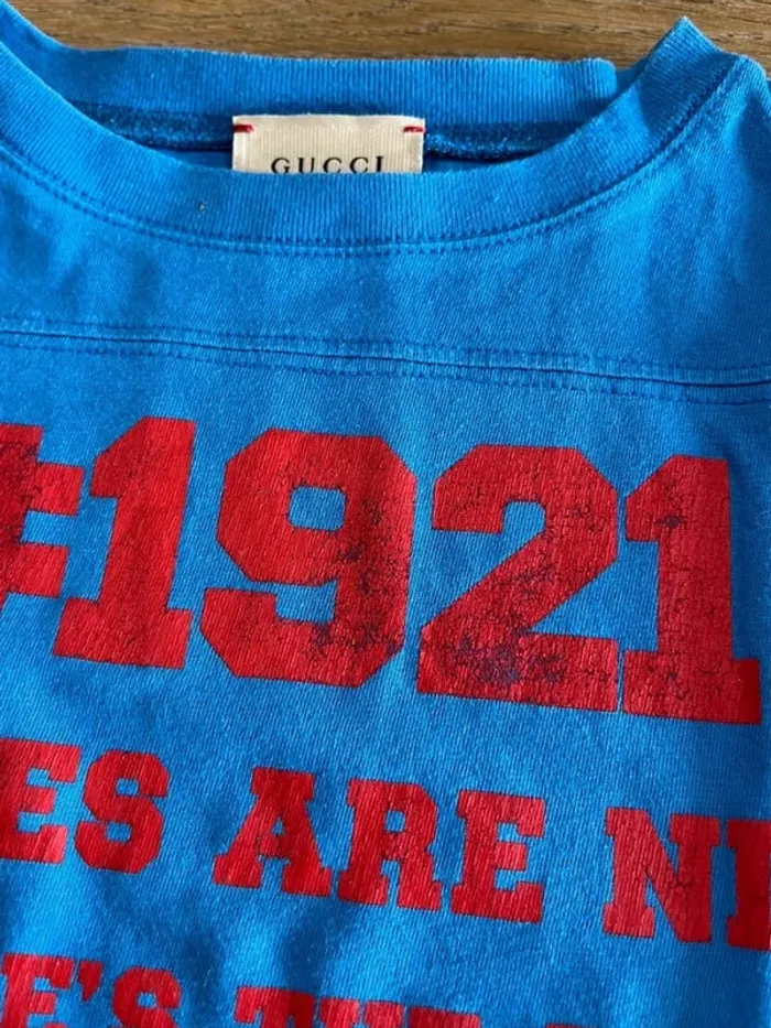 T-shirt bleu et rouge Gucci - photo numéro 2