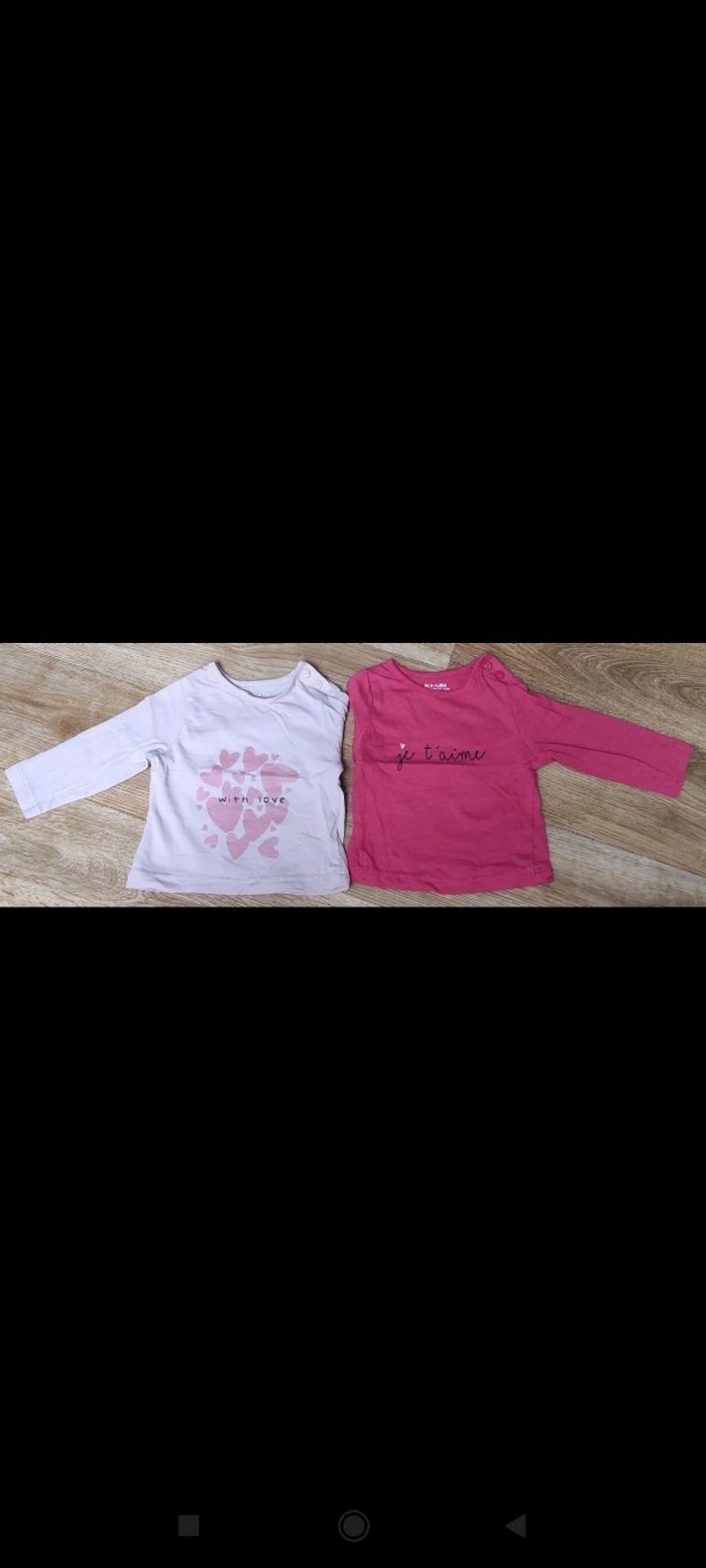 Lot 2 tee-shirts manche longue bébé fille