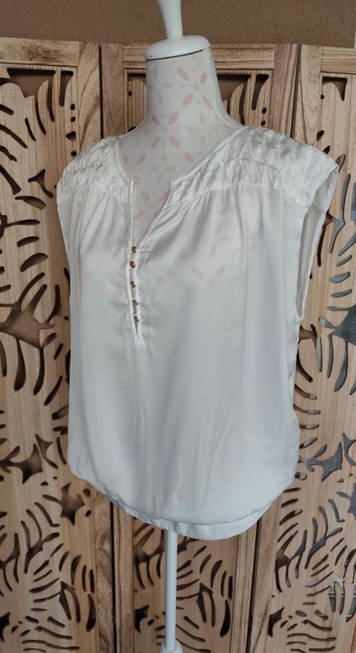 Blouse satin blanc T 42 Mango - photo numéro 2