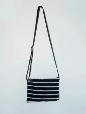 Sac à main bandoulière zip noir argent y2k / Creazip - 25×17×6cm