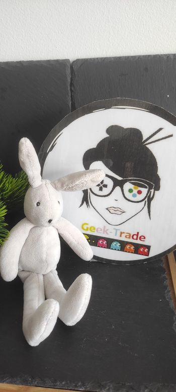 Moulin roty La grande famille mini doudou Sylvain le lapin Gris Peluche Gris