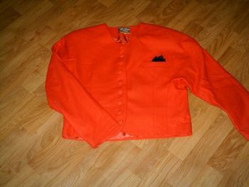 Veste CAMAIEU rouge laines mélangées très habillée taille 38 TBE