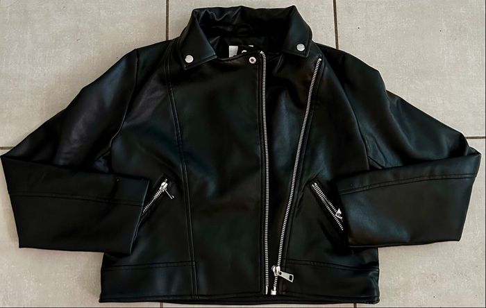 Perfecto noir en simili cuir - Veste motard intemporelle - Taille S - photo numéro 4