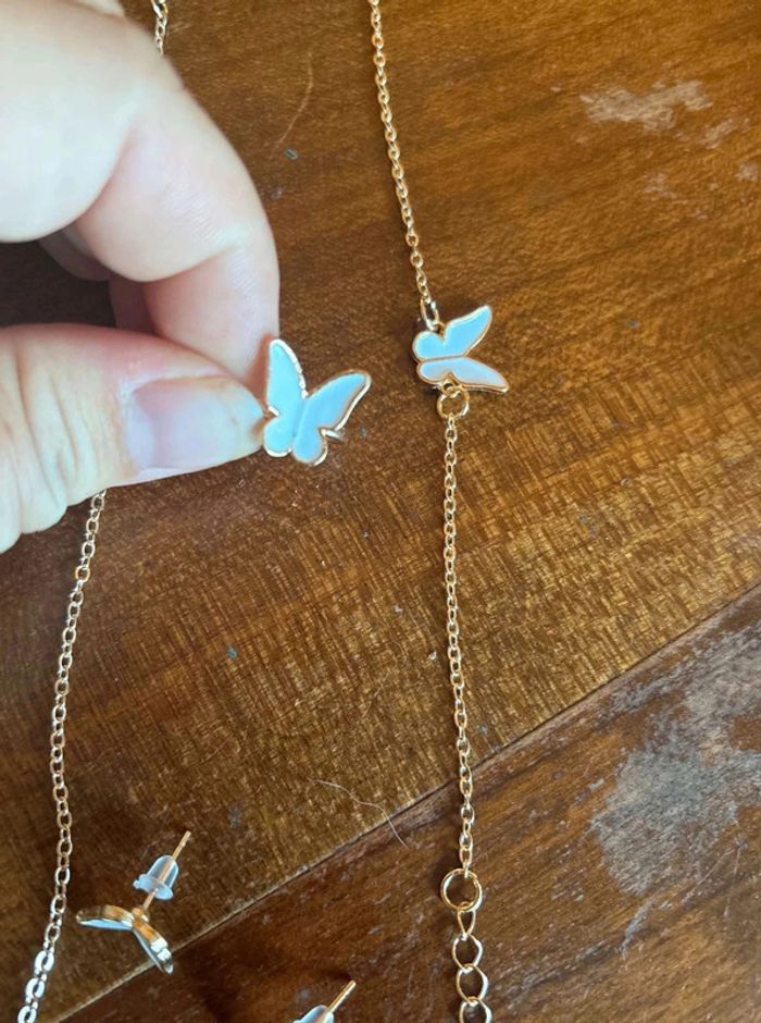 Parure bijoux papillon blanc - photo numéro 2