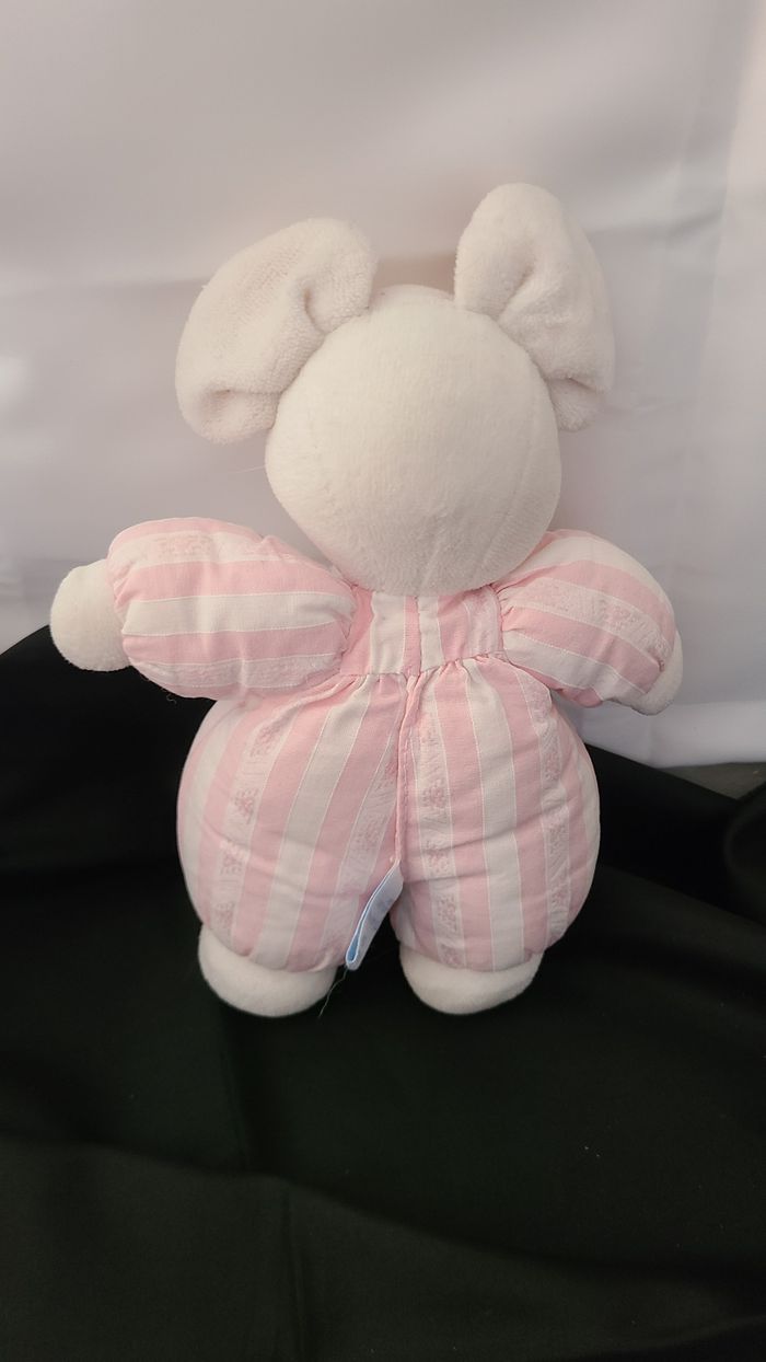 Doudou lapin blanc rayé rose TARTINE ET CHOCOLAT - photo numéro 2