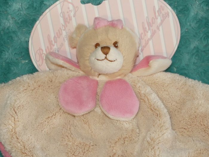 Doudou plat, ours rose beige Bukowski 🐰Neuf - photo numéro 2