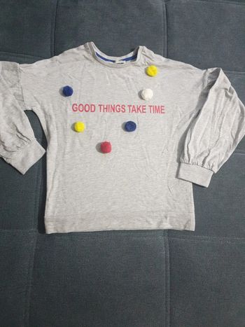 Sweat fille gris à pompons Taille 12 13 ans