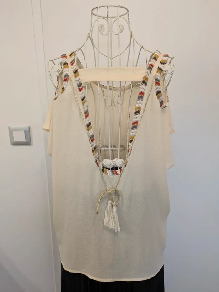 Blouse beige crème fluide légère 38 - photo numéro 8