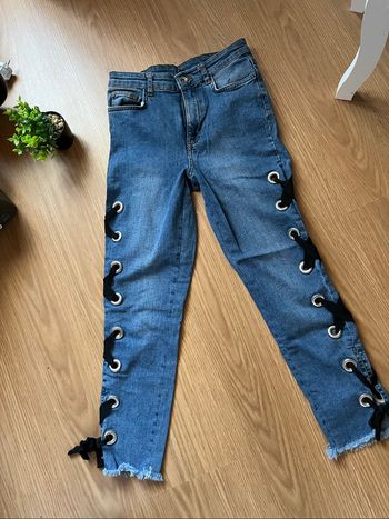 Jean bleu foncé lacets noirs original T.S Calzedonia TBE  👖