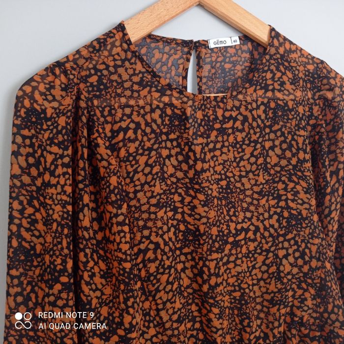 Blouse marron à motifs orangés t40 - photo numéro 2