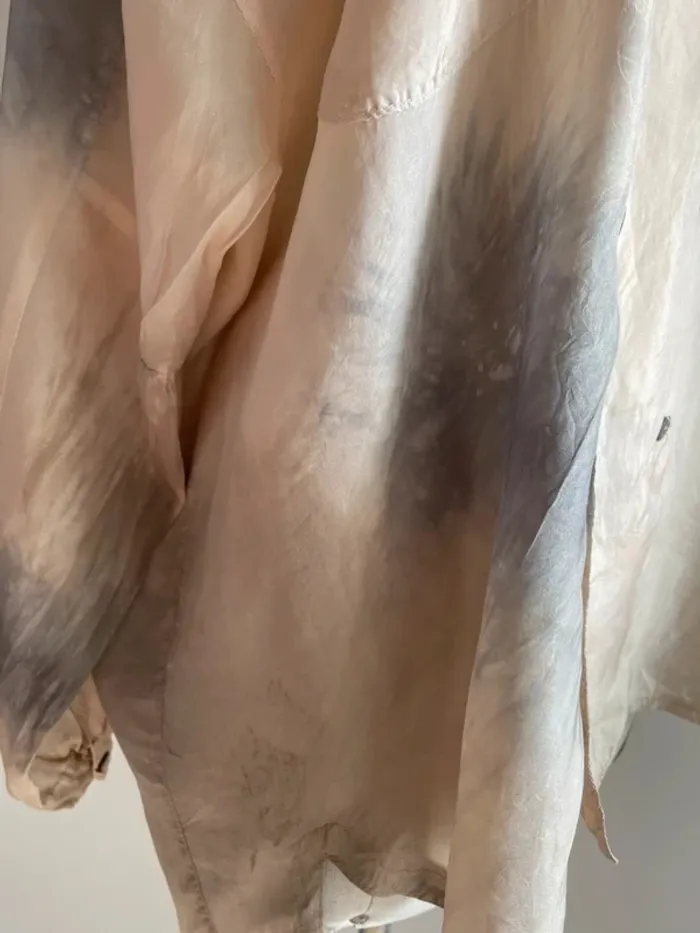 Chemise en soie tie-dye beige gris Passion - photo numéro 7
