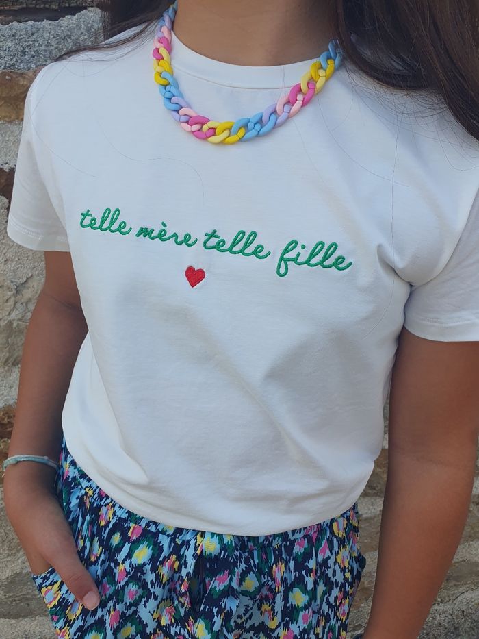 T-shirt Telle mère telle fille blanc/vert Taille 8 ans - photo numéro 4
